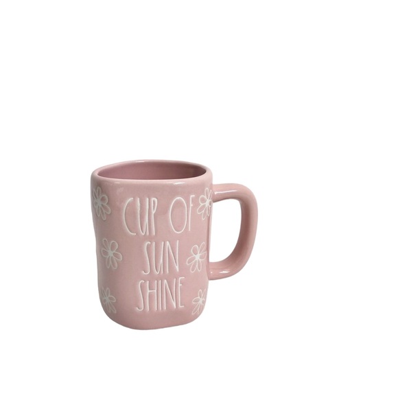 Rae Dunn “Cup of Sunshine” Coffee or Tea Mug. White stencil and Pinkish color. - Picture 4 of 8